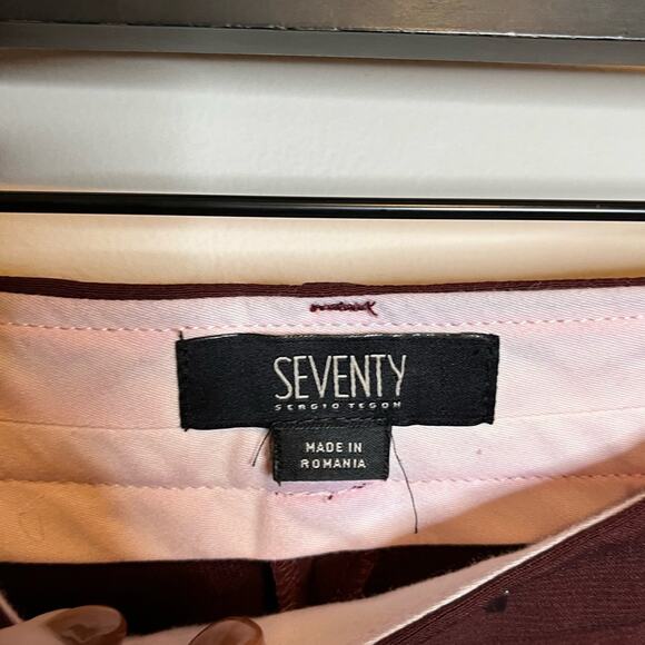 SEVENTY Sergio Tegon Maroon Red Cuffed Trousers Dress Pants IT 42/US 8 Fall - Picture 6 of 8